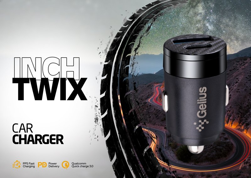 Gelius Inch Twix GP-CC010 Автомобільна зарядка 35W (USB-C PD + USB-A QC3.0)